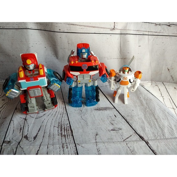 Playskool Heroes Transformers Rescue Bots Optimus Prime Fire Truck Helicopter - Picture 5 of 9